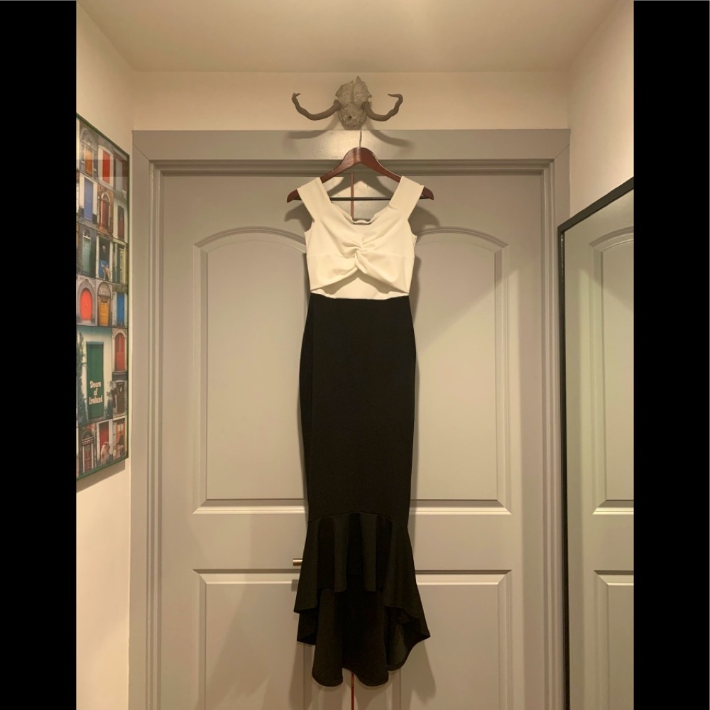 Color blocked evening dress